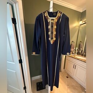 Navy Blue Embellished Kaftan Dress